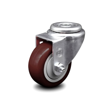 Service Caster 3 Inch Maroon Polyurethane Wheel Swivel Bolt Hole Caster SCC-BH20S314-PPUB-MRN